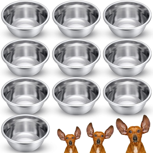 10 Pcs 8 Cup Metal Dog Bowls Stainless Steel Thickened Food Bowls Travel Kennel Food V1259-DP01-F-117