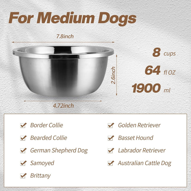 10 Pcs 8 Cup Metal Dog Bowls Stainless Steel Thickened Food Bowls Travel Kennel Food – product detail