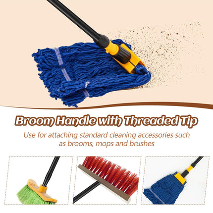 6 Pcs Fiberglass Broom Handle Replacement Handle Broom Stick Pole with Threaded Tip for Commercial Cleaning, 1" Dia x 48" Long, Black