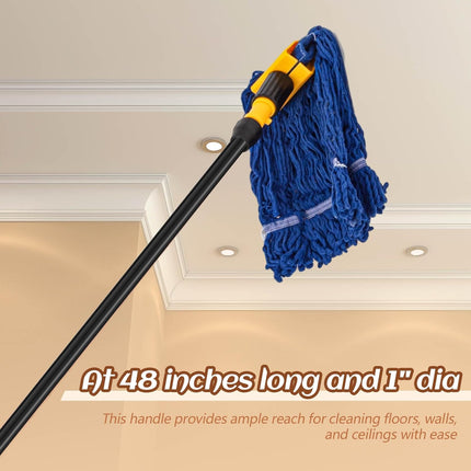 6 Pcs Fiberglass Broom Handle Replacement Handle Broom Stick Pole with Threaded Tip for Commercial Cleaning, 1" Dia x 48" Long, Black