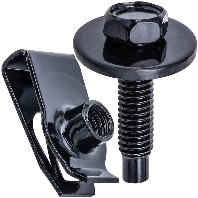 Rexka 15 Sets M6-1.0 Extruded U Nuts & Hex Head SEMS Body Bolts Kits for GM Ford Chevy Chrysler Jeep