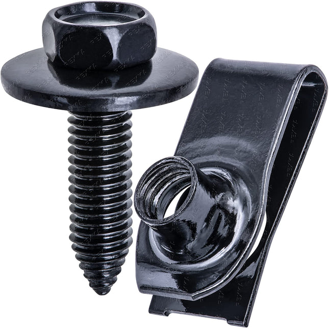 Rexka 15 Sets M8-1.25 Extruded U Nut & Body Bolts Screw Kits for GM Ford Chevy Buick GMC Cadilac Hummer