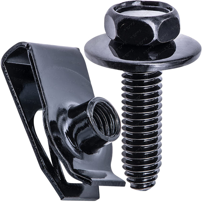Rexka 20 Sets M6-1.0 Extruded U Nuts & Body Bolts Kits for GM Ford Chevy BuickChrysler V1259-DP01-F-153