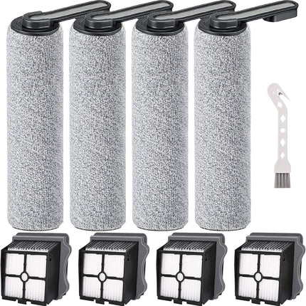 Brush and ilters Replacement Parts Accessories Compatible or Tineco loor ONE S5/loor One S5 Pro Cordless Vacuum Cleaner, 4 Roller Brushes, 4 ilters