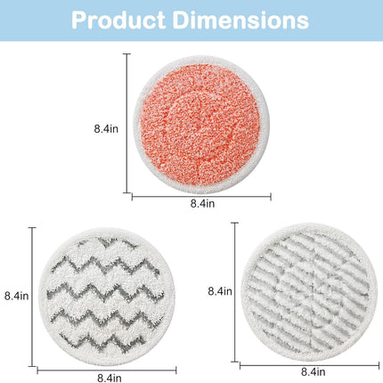 8 Pack Upgraded 3897A Rotating Mop Pads Replacement Steam Mop Pads or Bissell SpinWave SmartSteam Scrubbing Steam Mop 3897A,3712,3712W Steam Rotating Mop Pads,Part No 1641112