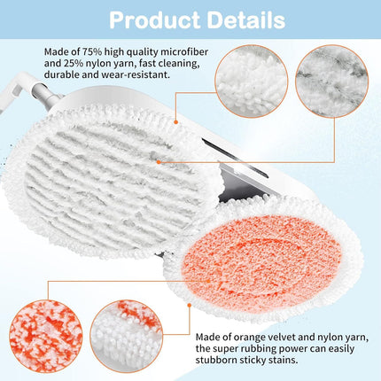 8 Pack Upgraded 3897A Rotating Mop Pads Replacement Steam Mop Pads or Bissell SpinWave SmartSteam Scrubbing Steam Mop 3897A,3712,3712W Steam Rotating Mop Pads,Part No 1641112