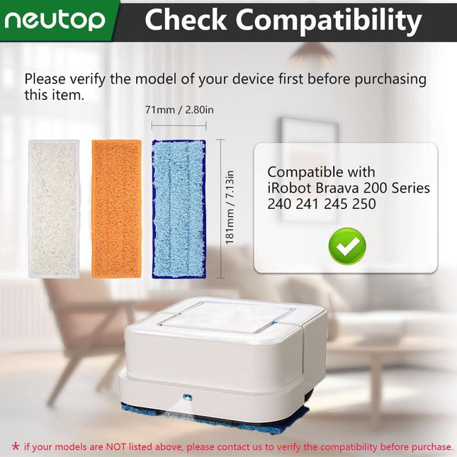 Mop Pads Compatible with iRobot Braava Jet 200 Series 240 241 244 245 250 Robot Mops Washable and Reusable – product detail