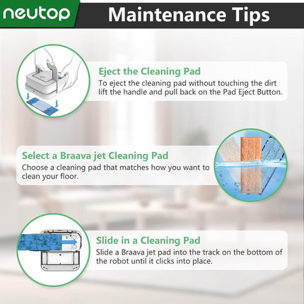 Mop Pads Compatible with iRobot Braava Jet 200 Series 240 241 244 245 250 Robot Mops, Washable and Reusable, 4 Wet 4 Dry 4 Damp.