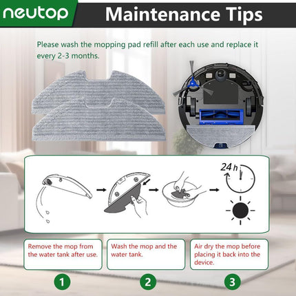 Replacement Washable Mopping Cloth Mop Pads Compatible with euy RoboVac G30/G20/G10 Hybrid, Robot Vacuums Accessory, 6-Pack.