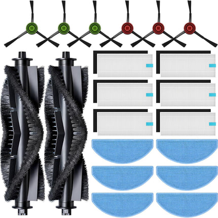 20-Piece Accessories Kit Compatible with Tikom G8000 Max / L8000 Pro (2025 New Vision) / L8000 Plus Robot Vacuum Replacement Parts, Includes 2 Main Brushes, 6 Side Brushes, 6 HEPA ilters, 6 Mop Pads