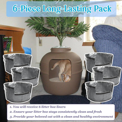 6PCS Cat Litter Box Liners for Hidden Cat Litter Box, Leakproof Waterproof Non-Slip Liner Compatible with Secret Round Boxes, Reusable & Washable, Scratch-Resistant, Machine Washable