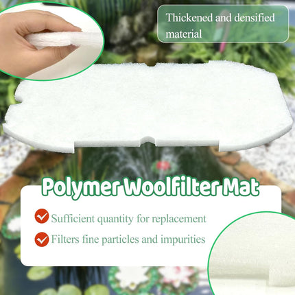 18 PCS Pond Filter Kits for Pennington Inpond 5 in 1 600 Gallon Model Water Pump, Includes 4 Foam Filter, 12 Polymer Woolfilter Mats, 2 Ceramic Media Rings Compatible with Aquagarden 600