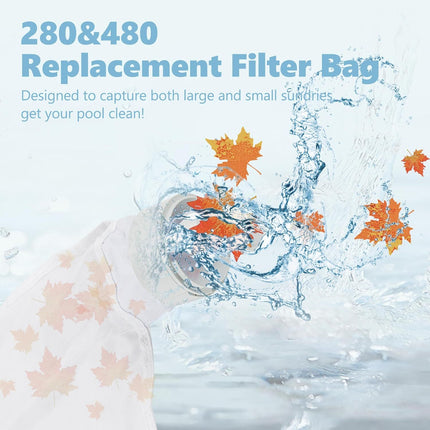 Pool Spa Zippered Bags Replacement or Polaris 280, 480 Pool Cleaner All Purpose ilter Bags K13 K16 (2 Pack)