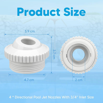 Pool Jet Nozzles 3/4" SP1419D low Inlet itting Opening Water Directional Pool Return ittings, 6 Pack