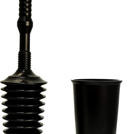 Master Plunger MP500-3TB Heavy Duty Bathroom Toilet Plunger Kit with Tall Bucket. Equipped with Air Release Valve, Black