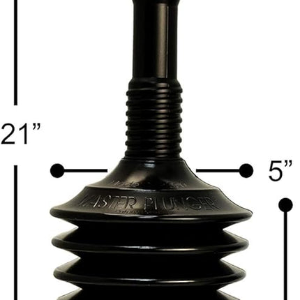 Master Plunger MP500-3TB Heavy Duty Bathroom Toilet Plunger Kit with Tall Bucket. Equipped with Air Release Valve, Black