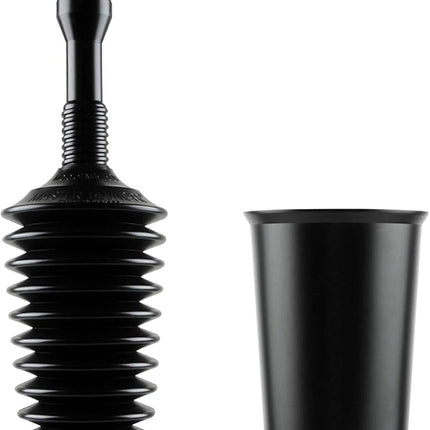 Master Plunger MP1600-TB 1.6 Gallon Low Flush Toilet Plunger with Funnel Nose Design. Tall Bucket included, Black