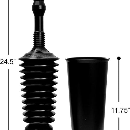 Master Plunger MP1600-TB 1.6 Gallon Low Flush Toilet Plunger with Funnel Nose Design. Tall Bucket included, Black