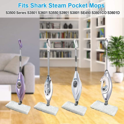 3Pcs Steam Mop Pads, Washable Microiber Cleaning Steamer Replacement Pads or Shark Steam Mop S3501 S3601 S2902 S3901 S3550 S3601D S3801 S3801CO SE450 S2901