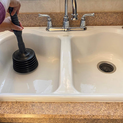 Master Plunger MP100-3 Heavy Duty Toilet Plunger Clears, Kitchen Sinks, Garbage Disposal and, Toilets Fast. Equipped with Patented Automatic Air Relief Valve, Black