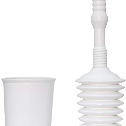 Master Plunger MP500-4TB Heavy Duty Bathroom Toilet Plunger Kit with Tall Bucket Caddy Equipped with Air Release Valve, White