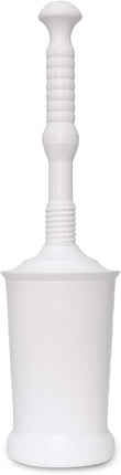 Master Plunger MP500-4TB Heavy Duty Bathroom Toilet Plunger Kit with Tall Bucket Caddy Equipped with Air Release Valve, White