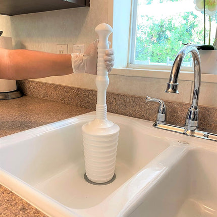 Master Plunger MP500-4TB Heavy Duty Bathroom Toilet Plunger Kit with Tall Bucket Caddy Equipped with Air Release Valve, White