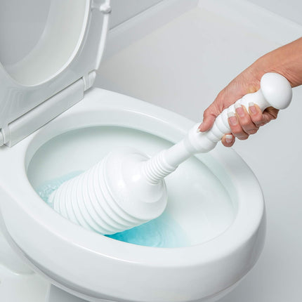 Master Plunger MP500-4TB Heavy Duty Bathroom Toilet Plunger Kit with Tall Bucket Caddy Equipped with Air Release Valve, White