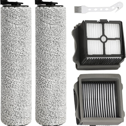 Iloor3 Roller Brush Replacement or Tineco iloor 3 and loor One S3 Cordless Wet Dry Vacuum Cleaner, 2 Brush Roller, 2 HEPA ilters