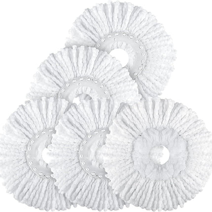 Spin Mop Replacement Head 5 Pack Magic Mop Reill or Hurricane 360° Systems, Microiber Spin Mop Head, Round Shape Standard Universal Size