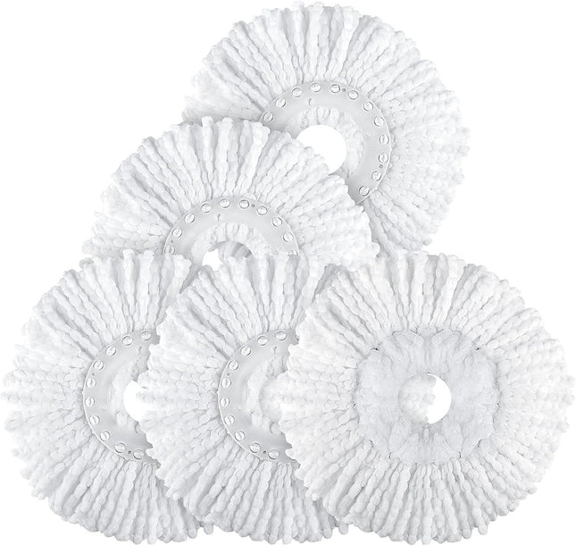 Spin Mop Replacement Head 5 Pack Magic Mop Reill or Hurricane 360 Degree Systems Microiber Spin Mop Head