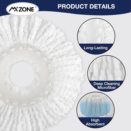 Spin Mop Replacement Head 5 Pack Magic Mop Reill or Hurricane 360° Systems, Microiber Spin Mop Head, Round Shape Standard Universal Size