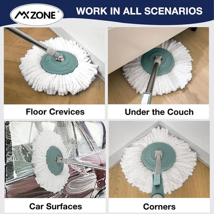Spin Mop Replacement Head 5 Pack Magic Mop Reill or Hurricane 360° Systems, Microiber Spin Mop Head, Round Shape Standard Universal Size