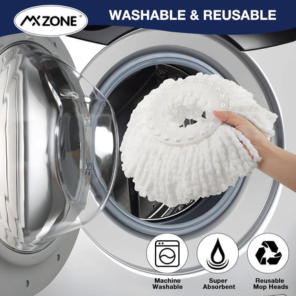 Spin Mop Replacement Head 5 Pack Magic Mop Reill or Hurricane 360° Systems, Microiber Spin Mop Head, Round Shape Standard Universal Size