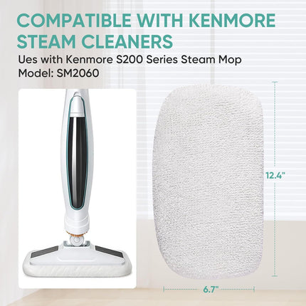 6 Pack SMP01 Microiber & Washable Steam Mop Pads Compatible with Kenmore SM2060 S200 Series loor Cleaning Steam Mop (White)