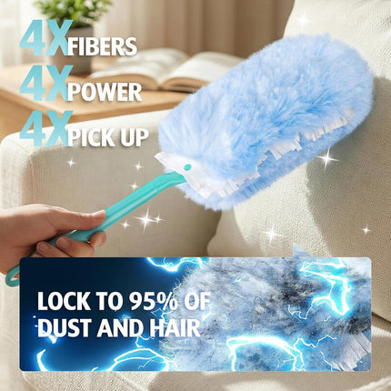 Duster Reill or Swier Duster, 30 Count Heavy Duty 2 Side 360° Duster Reills with 1 Handle, 4X Microibers, Disposable Multi Surace Dusters or Cleaning