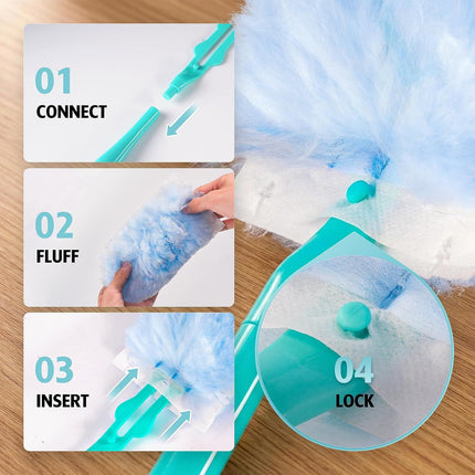 Duster Reill or Swier Duster, 30 Count Heavy Duty 2 Side 360° Duster Reills with 1 Handle, 4X Microibers, Disposable Multi Surace Dusters or Cleaning