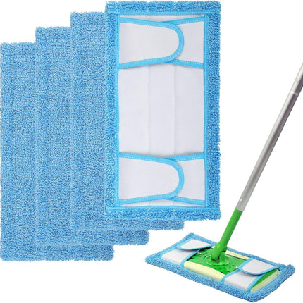 Reusable Mop Pad or Swier Sweeper Mop, 12.5'' Microiber Mop Pad Reill Washable or Hard loor Baseboard Cleaning, Wet/Dry Cleaning Pad, 4 Pack