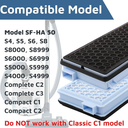 Active ilter Compatible with Miele Vacuum Cleaner S4, S5, S6, S8, S8000, S8999, S6000, S6999, S5000, S5999, S4000, S4999, Complete C2, Complete C3, Compact C1, Compact C2, Re. Number S-HA 50