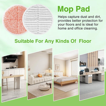8 Pack Mop Pads Replacement Compatible with Bissell Spinwave 2124, 2039A, 2307, 23157, 23159, 20393, 20399 Hard loor Spin Mop, 2 Sot Pads, 4 Scrubby Pads, 2 Heavy Scrub Pads