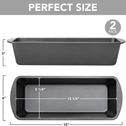 Extra Large Bread Pan, 13" x 5" Long Loa Pan, Nonstick Baking Pan, Rectangular Loa Tin, Set o 2