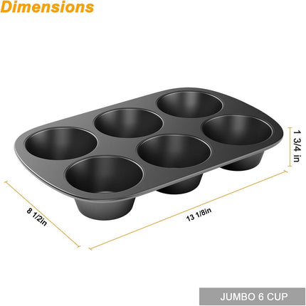 3 Pack Nonstick Muin Pan, Carbon Steel Cupcake Pan, Easy to Clean and Perect or Making Muins or Cupcakes, 6 Cup Jumbo