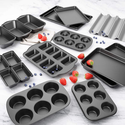 2 Pack Nonstick Perorated Baguette Pan 15" x 13" or rench Bread Baking 4 Wave Loaves Loa Bake Mold Oven Toaster Pan (Silver)