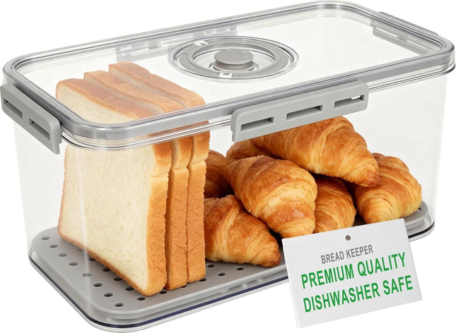Plastic Bread Box or Kitchen Countertop Airtight Bread Storage Container or Homemade Bread Toast