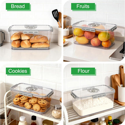 Plastic Bread Box or Kitchen Countertop, Airtight Bread Storage Container or Homemade Bread, Toast, Loa, Bagel, Donut and Cookies, Time Recording Bread Keeper, Dishwasher Sae