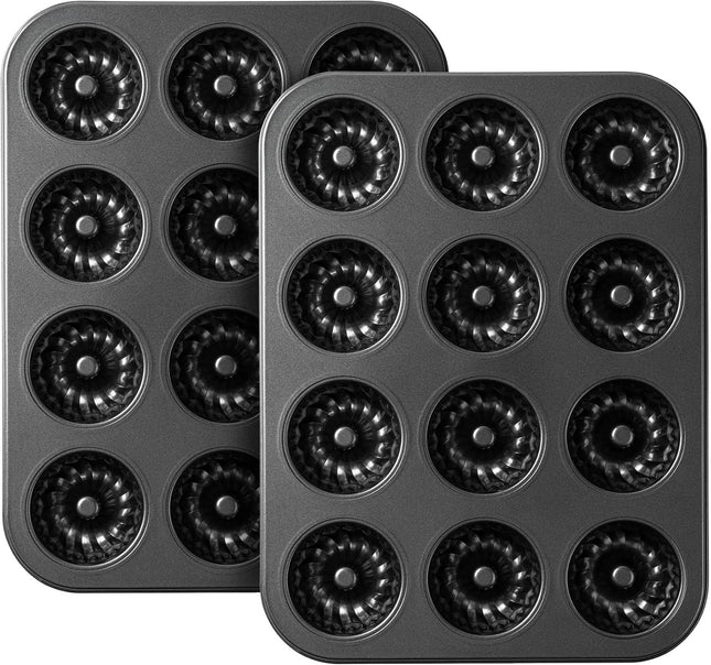 Mini luted Tube Cake Pan 12 Cavity Baking Pan Non-stick Baking Mold or Cupcakes Donuts Cornbread Brownies