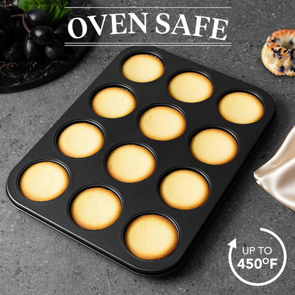 Mini luted Tube Cake Pan, 12 Cavity Baking Pan, Non-stick Baking Mold or Cupcakes, Donuts, Cornbread, Brownies, Jellies, Set o 2
