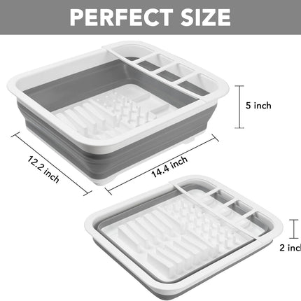 Collapsible Dish Drying Rack, Pop Up Dinnerware Drainer, Portable Plate Organizer or Kitchen RV Campers Travel Trailer, Space Saving Kitchen Storage Tray