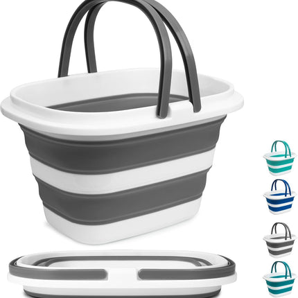 Large Collapsible Mop Bucket, 16L(4.2 Gallon) Plastic Bucket or House Cleaning, Car Washing, Silicone Cleaning Supplier Organizer, Portable Basket with Handle or Laundry Storage, RV Camping, ishing