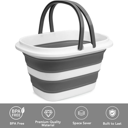 Large Collapsible Mop Bucket, 16L(4.2 Gallon) Plastic Bucket or House Cleaning, Car Washing, Silicone Cleaning Supplier Organizer, Portable Basket with Handle or Laundry Storage, RV Camping, ishing
